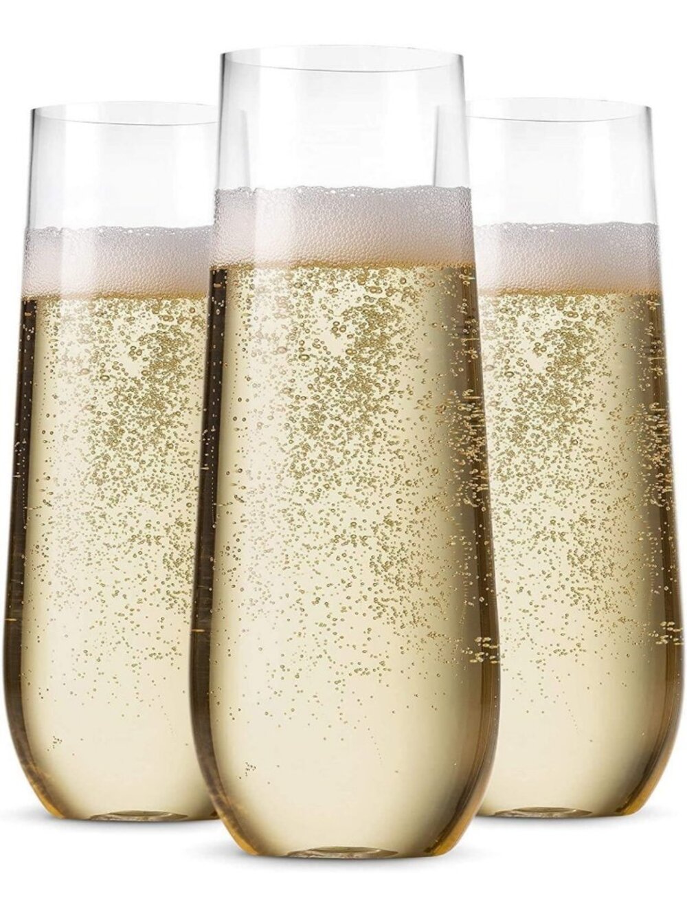 48 Stemless Plastic Champagne Flutes - 9 Oz Clear Disposable Toasting Glasses